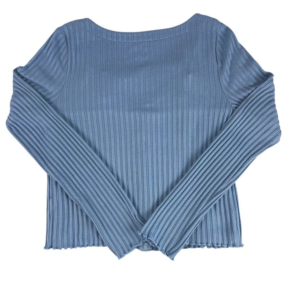 SO Girls Lace Trim Ribbed Twin‎ Set Cardigan Cami Pelican Blue XL 14/16